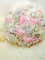 Blush Pink Ivory Vintage Jewellery Bouquet